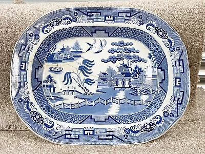 Buy Vintage Blue And White Willow Pattern Meat Plate Platter Ironstone China A/f • 29.99£
