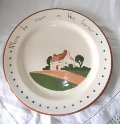 Buy WATCOMBE DEVON MOTTO WARE PLATE 'THERE BE MORE IN THE LARDER'  20.5 Cms • 5£