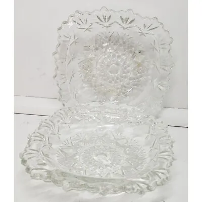 Buy Vintage Pasari Clear Pressed Glass Square Dish Indonesia Candy Dish Trinket Set • 14.23£