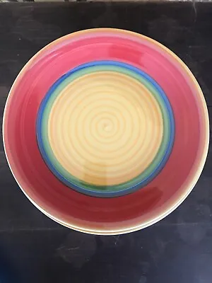 Buy Mambo By Royal Norfolk Dinner Plate Yellow Center Red Rim Blue Green Band L177 • 9.47£