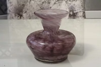 Buy Mottled Purple Amethyst & White Swirl Art Glass Bud Or Posy Vase • 5£
