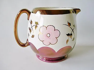 Buy Pink Lustre Pottery English Ware Lancasters Pitcher Pink Flowers Copper Lustre • 63.46£