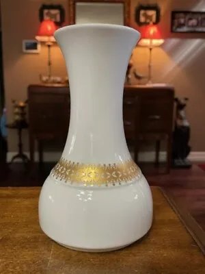 Buy 6.5 X4  Vintage Rosenthal Germany Vase  Noble  White With Gold Band Thomas M.R. • 36.17£