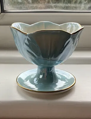 Buy Vintage Maling Pottery Pale Turquoise Blue Lustre Harlequin Sundae Dish - Bowl • 8£