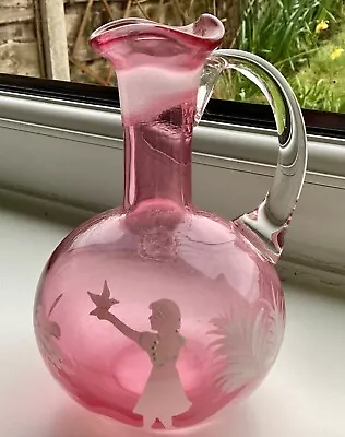 Buy Vintage Mary Gregory Cranberry Glass Cruet With Girl & Bird Scene Lovely Item • 38.75£