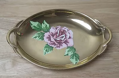 Buy Royal Winton Grimwades Gold Gilt And Pink Rose Oval Handled Dish 1249 27cm Long • 12.99£