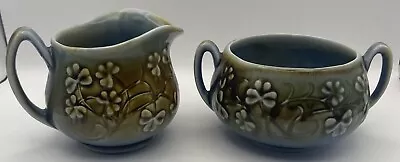 Buy Irish Porcelain Pottery Milk Jug & Sugar Bowl, Shamrock Design • 7.99£