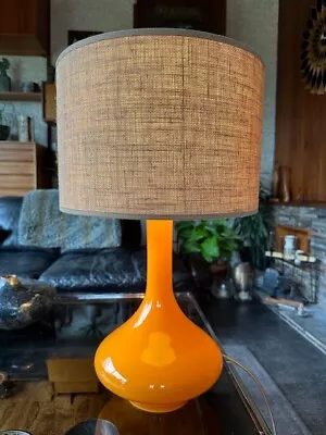 Buy Vintage 1970s Holmegaard Glass Table Lamp Base In Orange By Jacob E Bang • 200£