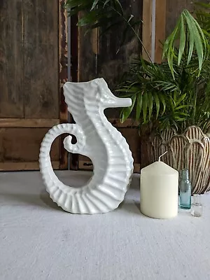Buy Price Kensington Mid-Century White Glazed Pottery Seahorse Jug Vintage Nautical  • 120£