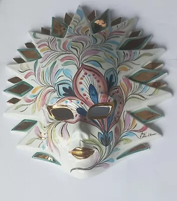 Buy Italian Pottery Valle D'Oro Patchi Venetian Mask Wall Plaque Handpainted 24k... • 50£