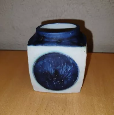 Buy Vintage Troika Cornwall St Ives Marmalade Jar Small Pot/vase White Blue • 99.99£