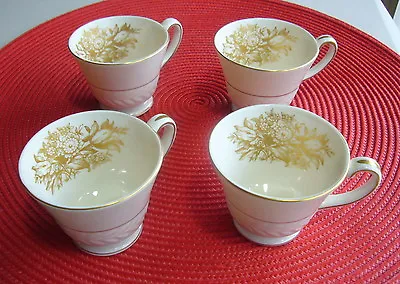 Buy Set 4 Theodore Haviland China Tea Cups  Fairfield  Ivory W Gold Floral 2 5/8 USA • 20.18£