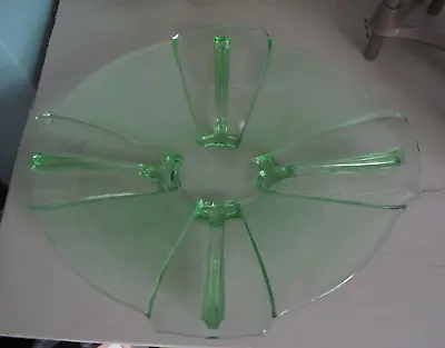 Buy Vintage Green Coloured Pressed Glass Fruit Bowl And Plate / Platter • 25£