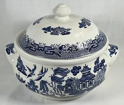 Buy Churchill Blue Willow Covered Vegetable Casserole Dish W Handles Made In England • 61.57£
