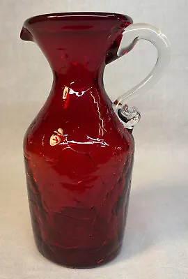 Buy Kanawha Hand Crafted Glassware Red Crackle Glass Pitcher / Creamer • 15.60£