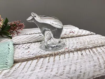 Buy Vintage Dartington Glass  Clear Polar Bear Ornament Paperweight • 12£