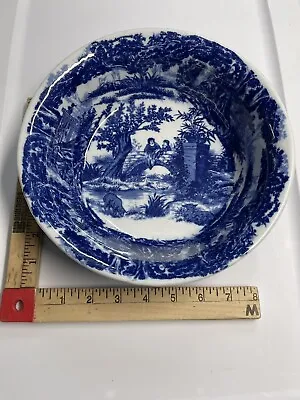 Buy 50’s Victoria Ware Ironstone Flow Blue Large 9.5  Features Lady On Bench Bridge • 75.25£