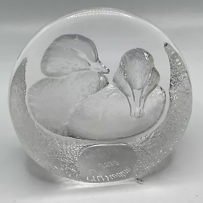 Buy Vintage Signed Mats Jonasson Carved Lead Glass Crystal Ducks Paperweight 3330 • 12£
