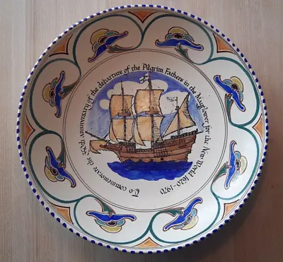 Buy Large Honiton Pottery Commemorative Charger 350th Anniversary Pilgrim Mayflower • 120£