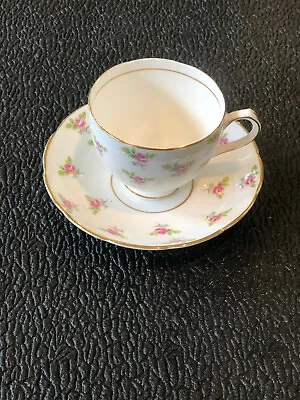Buy Vintage Duchess Fine Bone China  Rosebud  Pattern Footed, Gilded Cup & Saucer • 27.44£