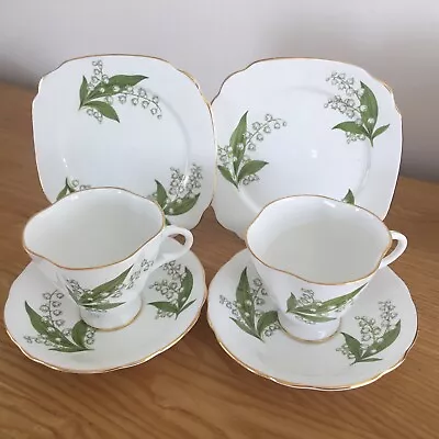Buy Windsor China Lily Of The Valley Pair Trios.cups,saucers,plates. • 8£