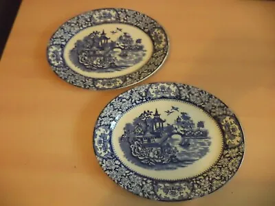 Buy 2 OLD ALTON WARE Antique Vintage MEAT PLATE PLATTER OVAL Blue White WILLOW PATT • 19.99£