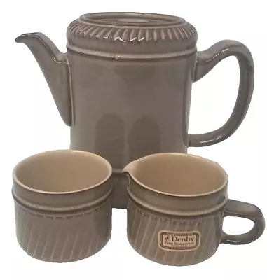 Buy Vintage Denby Sonnet Pattern Coffee Pot Sugar Bowl Milk/Cream Jug Excellent Cond • 9.99£