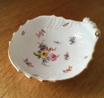 Buy Antique Meissen Insects Flowers Scrolls OYSTER Dish Basin Exquisite For Trinkets • 85£