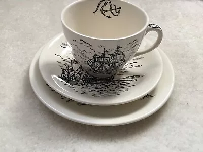 Buy Vintage Alfred Meakin Galleon Cup, Saucer And Side Plate Trio • 9.99£