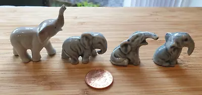 Buy Set Of 4 Miniature Grey Elephant Ceramic Ornaments • 5£