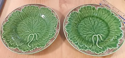 Buy Bordallo Pinheiro Cabbage Leaf Plate Green Portugal Earthenware 7 3/4  X2 • 10£