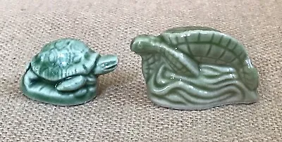 Buy Vintage Wade Whimsies Green Turtle Figurine Set Of Two Miniature Tortoise • 5.75£