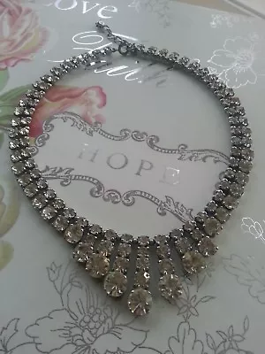 Buy Circa 1940's Graduated Round Clear Rhinestone Drops  Necklace • 45£