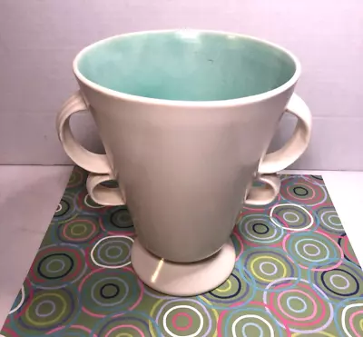 Buy Red Wing Pottery Vase Matte White W Green Interior Double Loop Handles Vintage • 23.11£