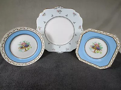 Buy 2 Lovely Vintage EB&Co 493 Foley China 1930 Side Plates And Cake Serving Plate   • 10.95£