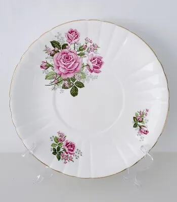 Buy Royal Grafton Bone China Dinner Plate - Pink Rose With Gold Edge, Vintage • 7.95£