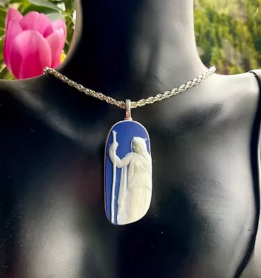 Buy Beautiful Antique Blue Dip Wedgwood Jasper Ware Cameo Necklace  Goddess Gift • 13.75£