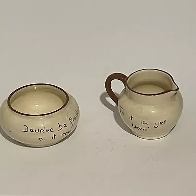 Buy Motto Ware Dartmouth Pottery Sugar Bowl And Creamer Cockington Forge • 15.99£