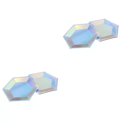 Buy  16 Pcs Iridescent Paper Plate Hexagon Plates Tableware Laser • 13.39£