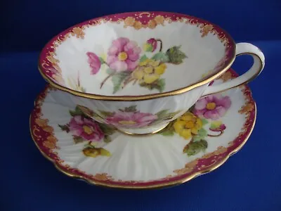 Buy Shelley Bone China Footed Oleander Shape Tea Cup And Saucer Floral Pattern 13482 • 59.95£