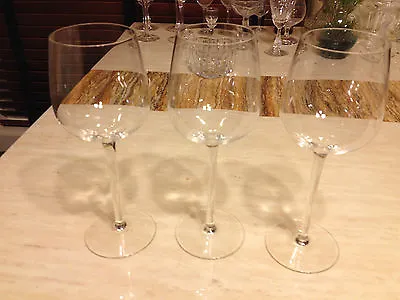 Buy Set Of 3 Antique Crystal Wine Long Stem Glasses Mint 9  • 48.16£