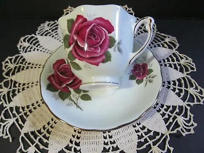 Buy COLCLOUGH Bone China TeaCup  Saucer Red Roses Pattern England  • 21.10£