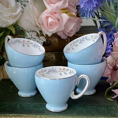 Buy ROYAL Standard X5 Vogue Tea Coffee Cups Duck Egg Blue Silver Trim 1950s Vintage • 12£