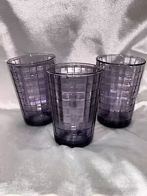 Buy HTF! Vintage Pasabahce Purple Optic Block 6 Oz Glass Juice Glasses Set Of 3 • 11.15£