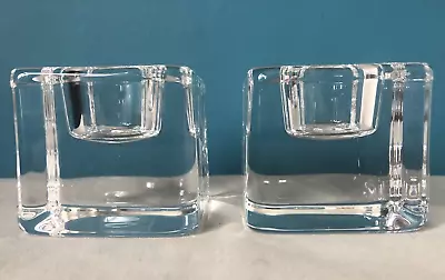 Buy Lovely Pair Of Oreffors Ice Cube Crystal Glass Tea Light Holders • 19.99£