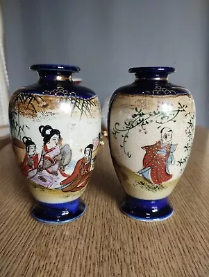 Buy Nice Small Pair Antique  Japanese Satsuma Vases • 17£