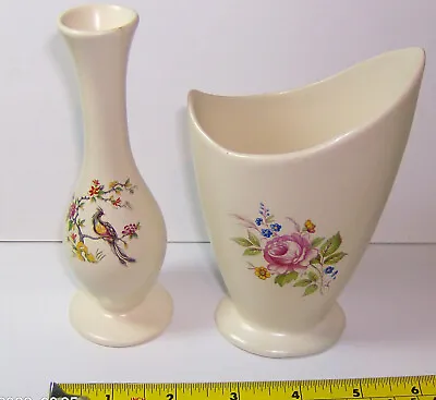 Buy Axe Vale Pottery Vase + Bud Vase Both 5 1/2 Inch High Devon England Very Good Co • 2.49£