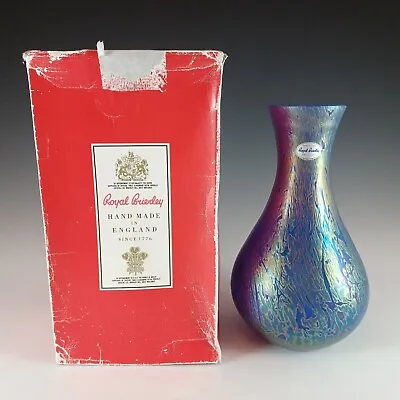 Buy BOXED Royal Brierley Iridescent Blue Glass 'Studio' Vase • 75£