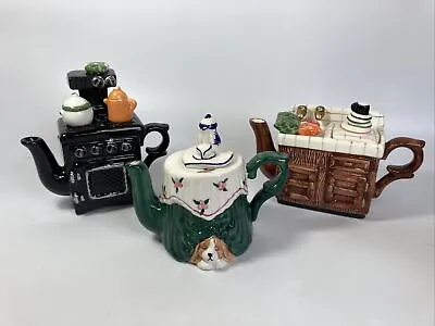 Buy Vintage Miniature Teapots Antique  1960's/70's. Set Of 3 Ovens Dog Retro Kitch • 16.96£