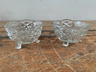 Buy 2 Vintage Cut Glass Bowls On Little Feet • 8.50£